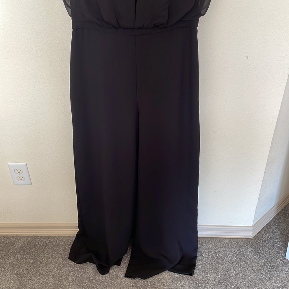 White House Black Market Lace Inset-Bodice Black Wide-Leg Jumpsuit - Picture 6 of 8